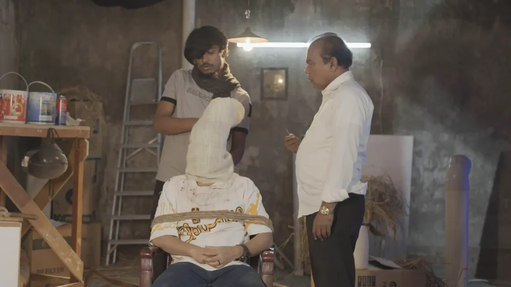 Faisal Khan Shuvo directs Fazlur Rahman Babu during a suspense scene rehearsal for the Bangla Full Natok Sei Ami Nei Ami.