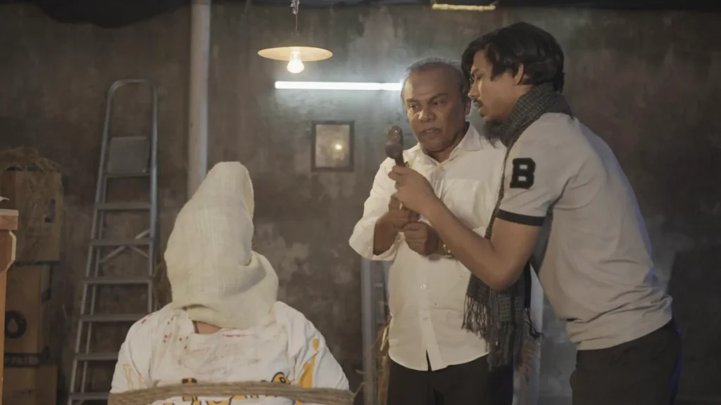 Director Faisal Khan Shuvo guides Fazlur Rahman Babu during the filming of the Bangla Full Natok Sei Ami Nei Ami.